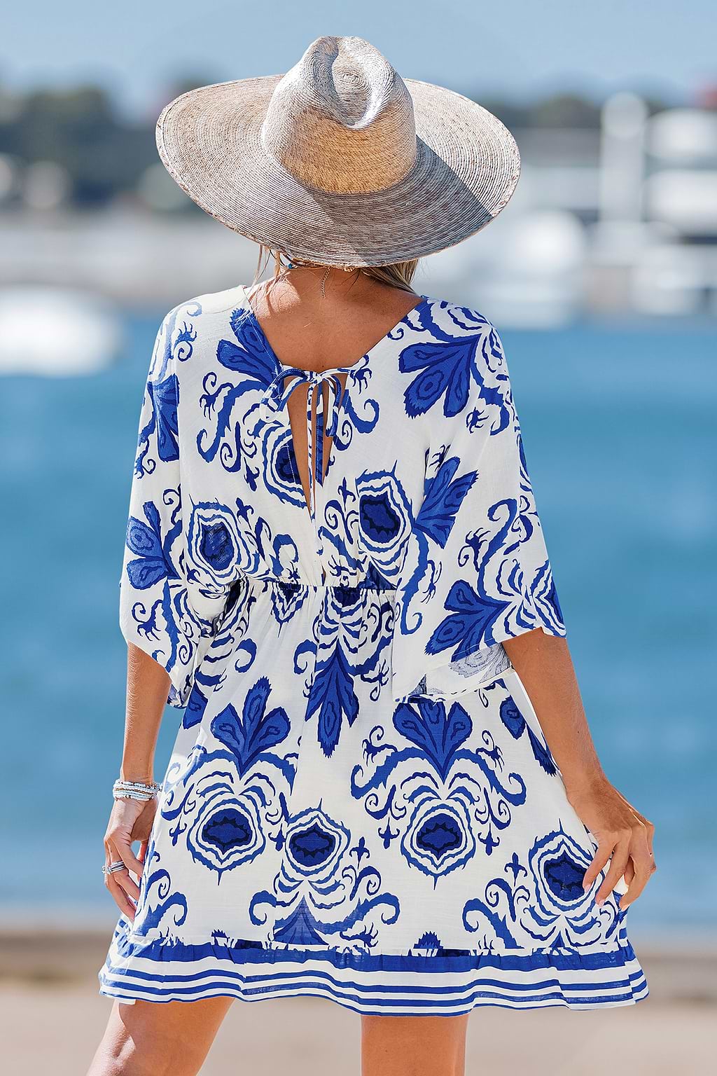 Terrace Bloom Ornate Cover-Up Mini Dress