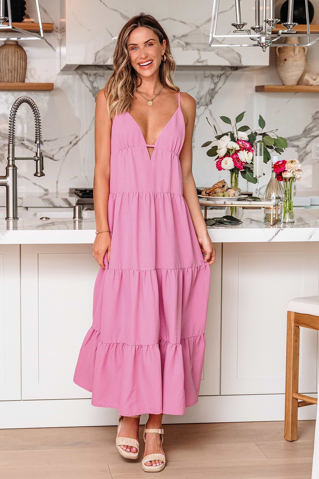 Playful Peony Pink Maxi Dress
