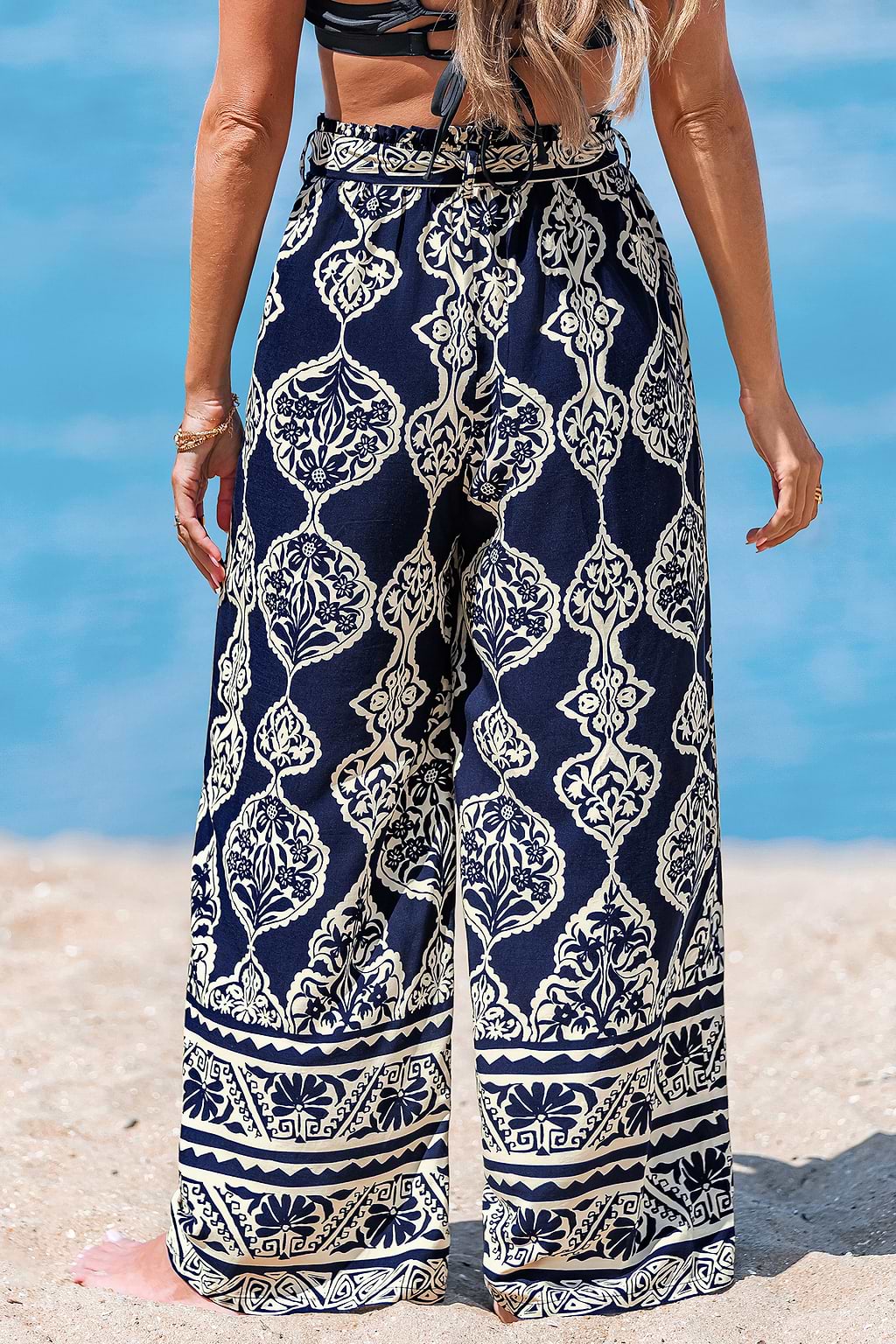 Pantalon floral jambe large