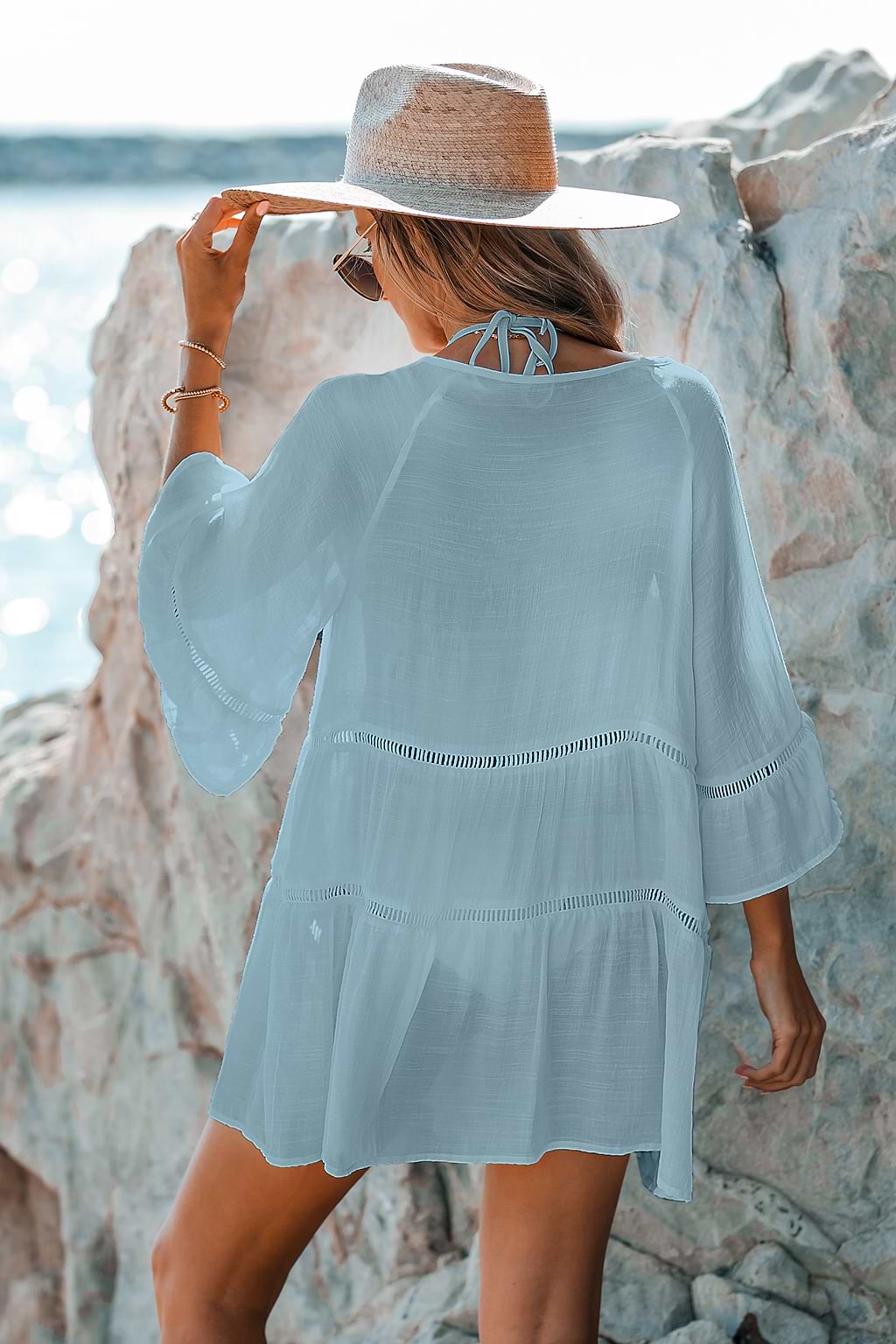 Fresh Lily Blue Cover-Up Mini Dress
