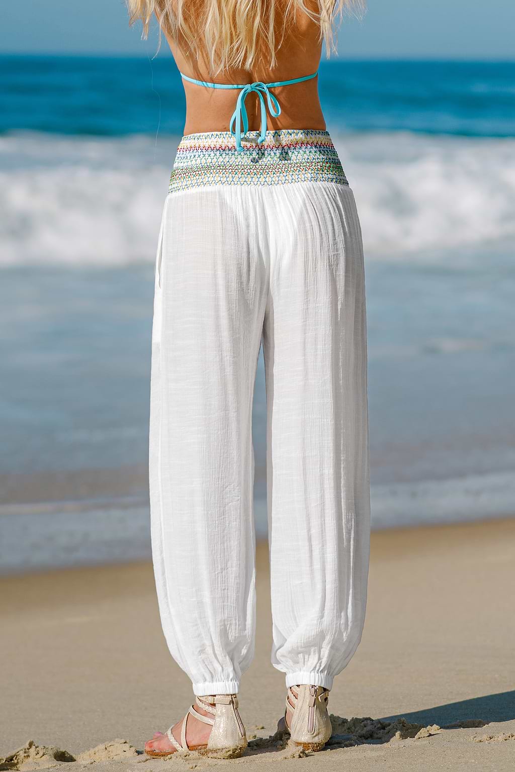 Rainbow Glow White Cover-Up Pants