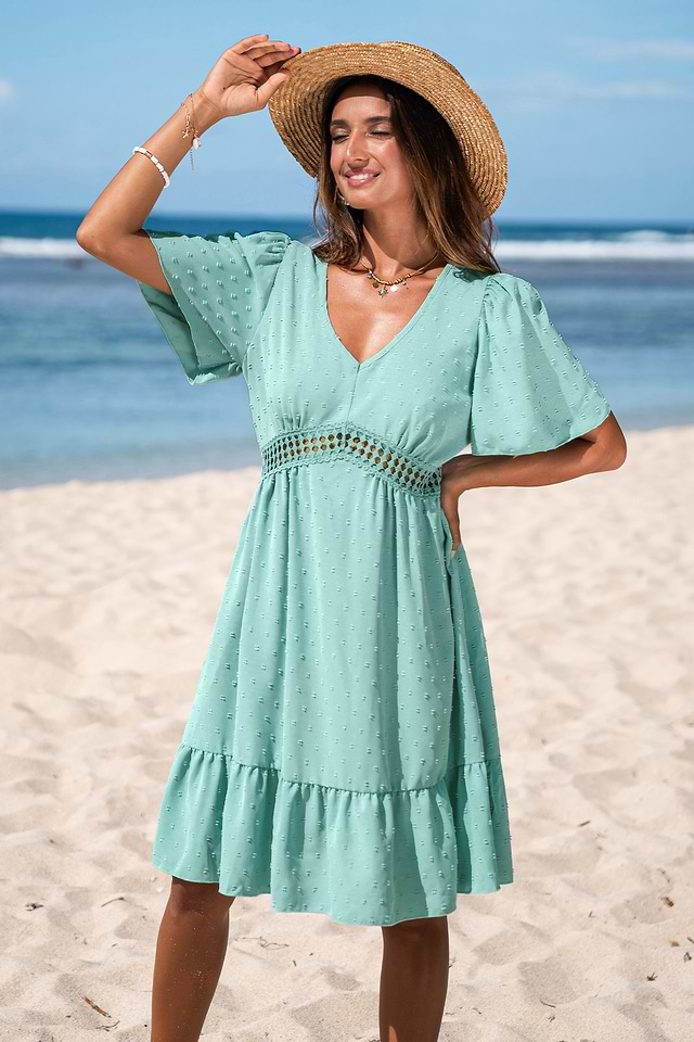 Mint Breeze Green Mini Dress Mint Breeze Green Mini Dress