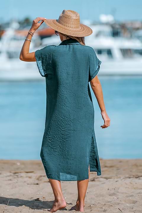 Bella Vista Aqua Cover-Up Maxi Dress