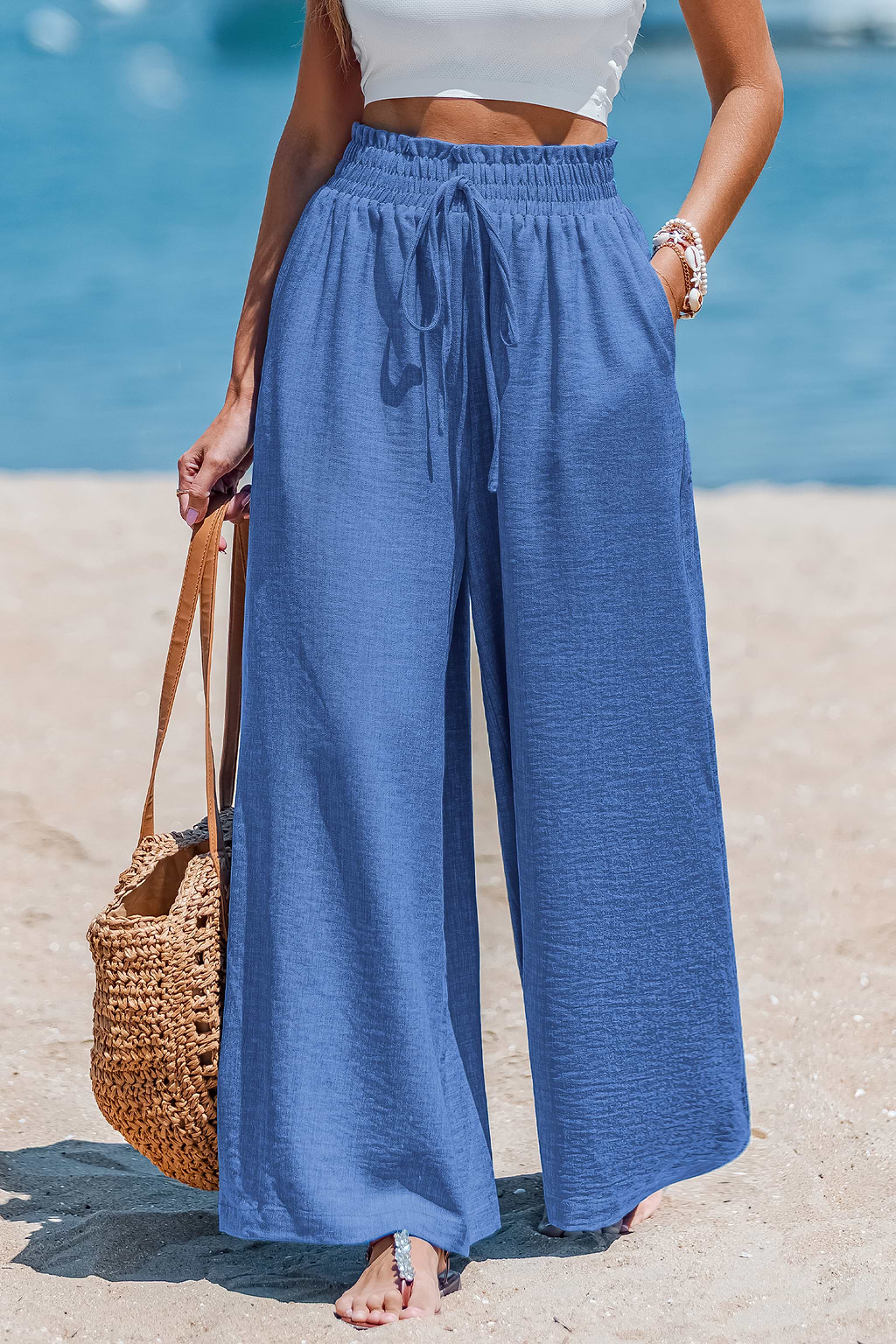 Sky Stroll Blue Wide-Leg Pants