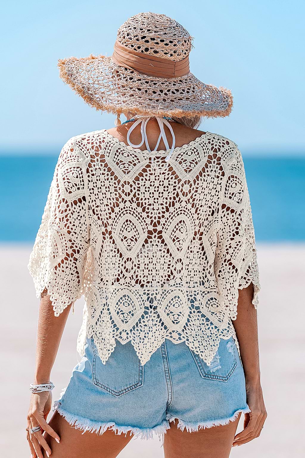 Timeless Grace Beige Cover-Up Top