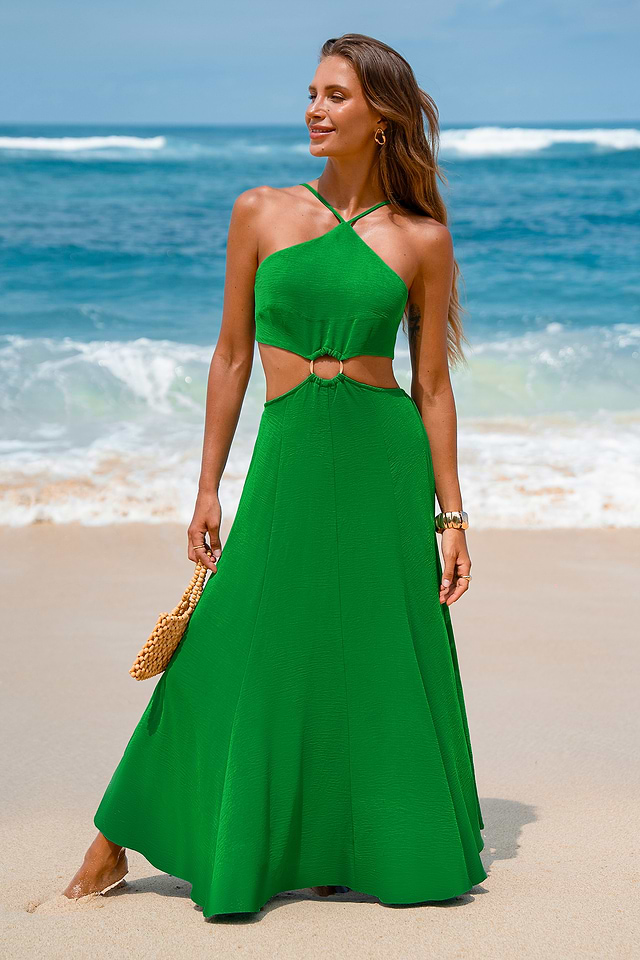 Deep Fern Green Maxi Dress | Elegant Beach Style | Cupshe