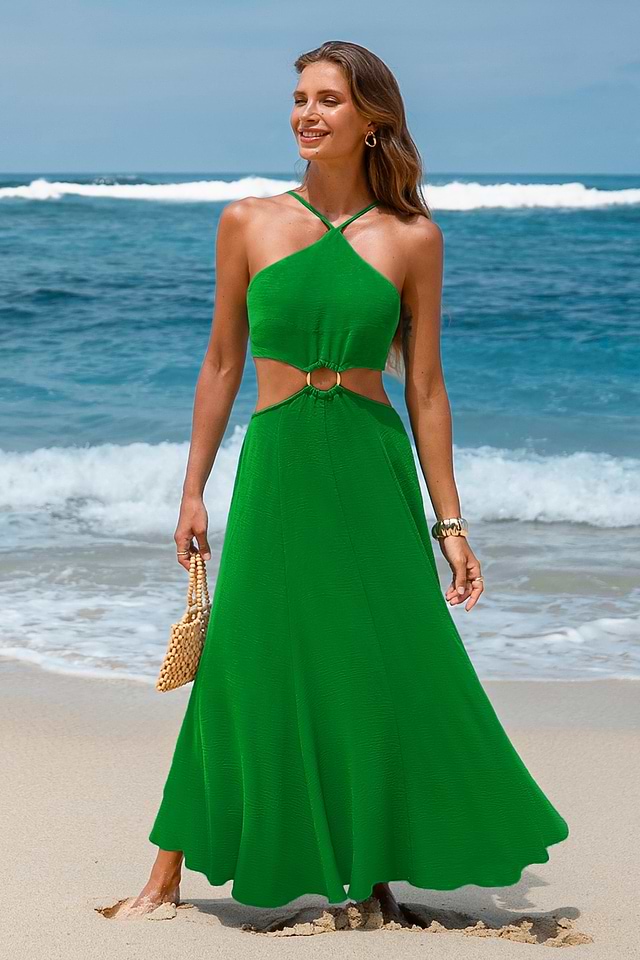 Deep Fern Green Maxi Dress | Elegant Beach Style | Cupshe