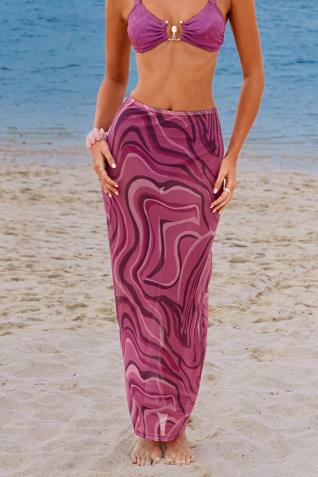 Raspberry Swirl Abstract Cover-Up Sarong
