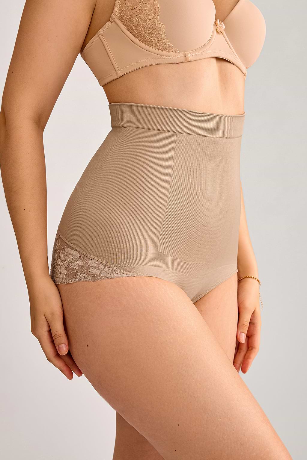 Beige Mittlere Kompression Shapewear-Slips