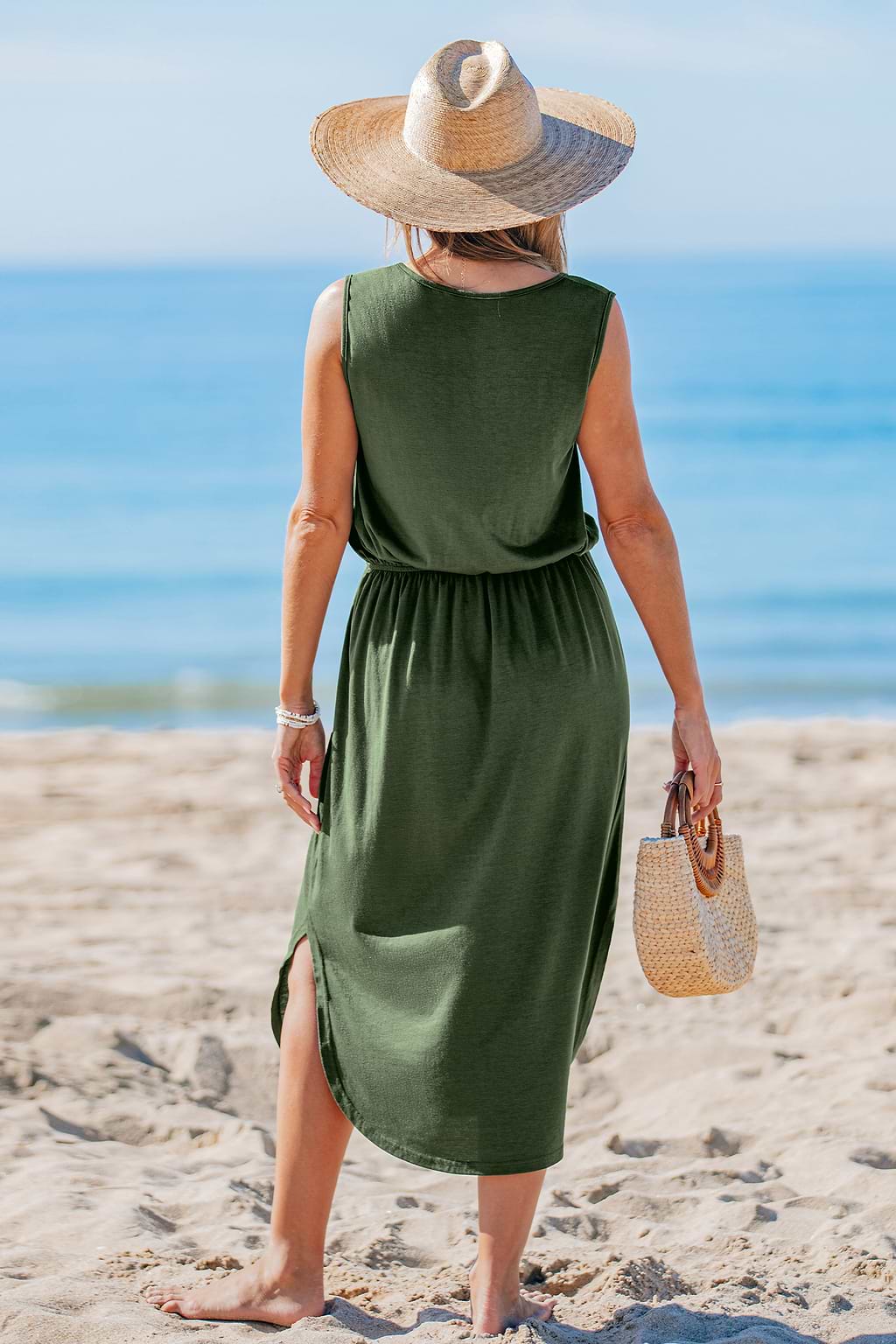 On The Go Green Midi Dress