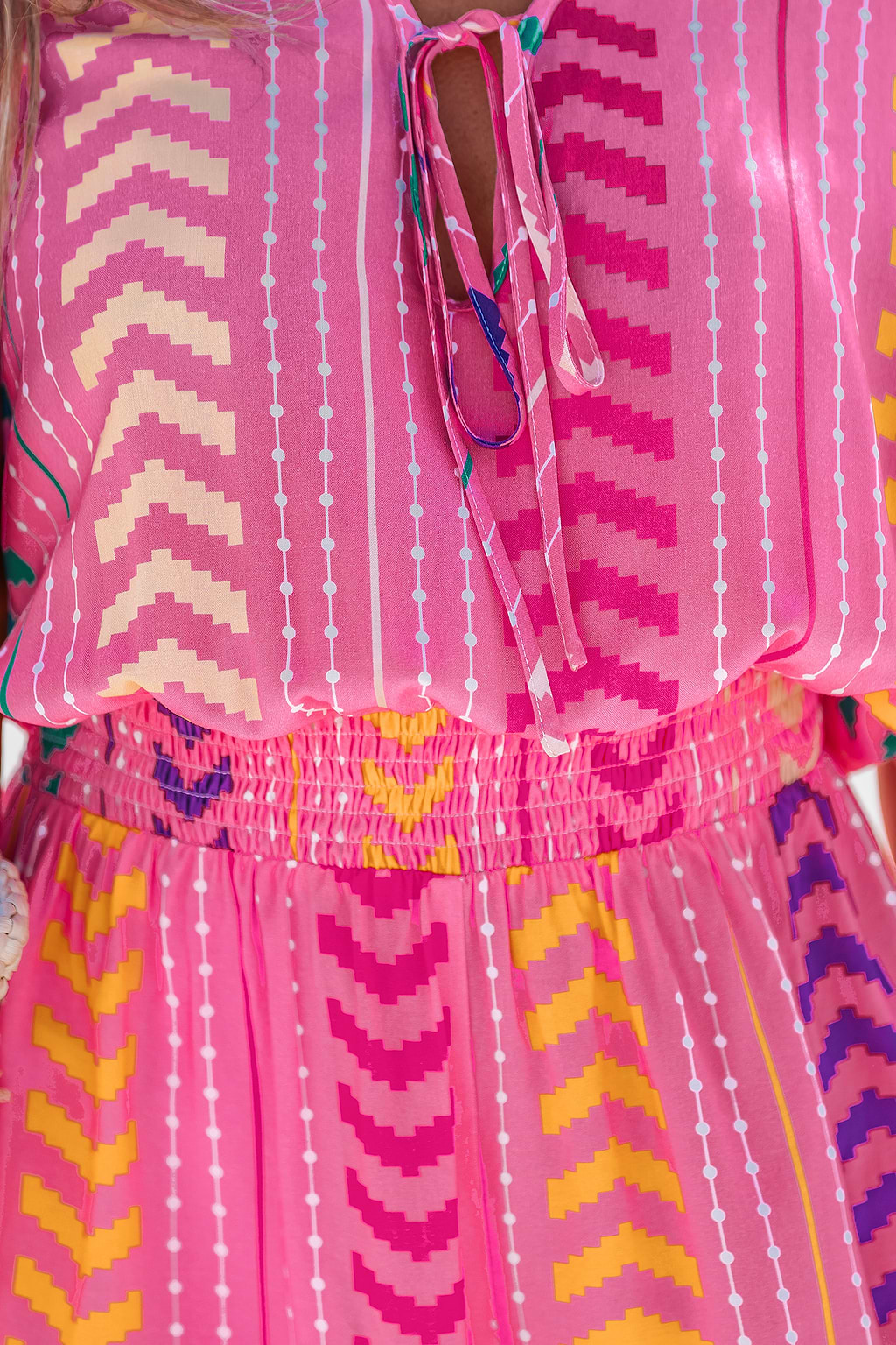 Pink Abstrakter Tiefer Ausschnitt Overall