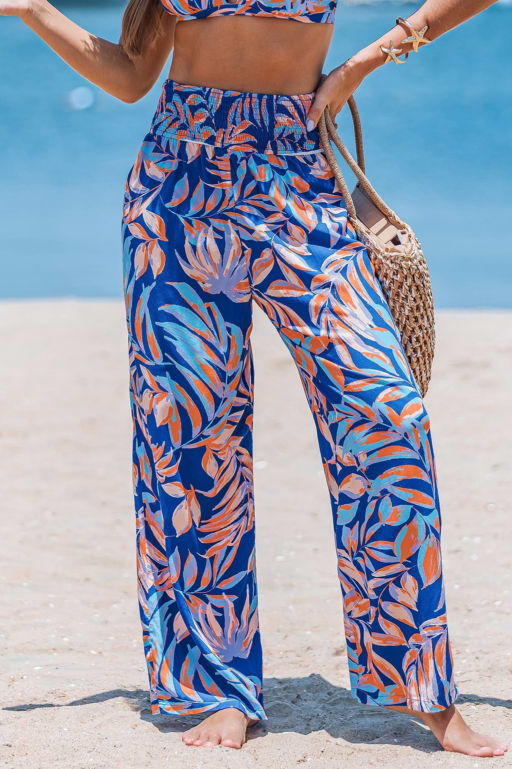 Pantalon tropical tissé jambe large