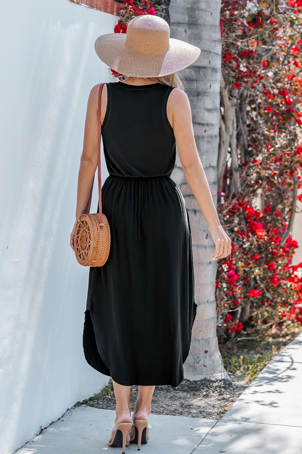 Night Tales Black Midi Dress