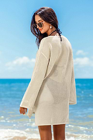 Skip a Beat White Cover-Up Mini Dress