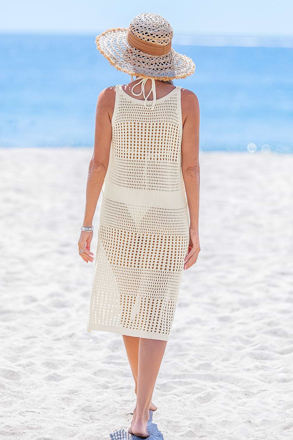 Here and Now Beige Cover-Up Midi Dress