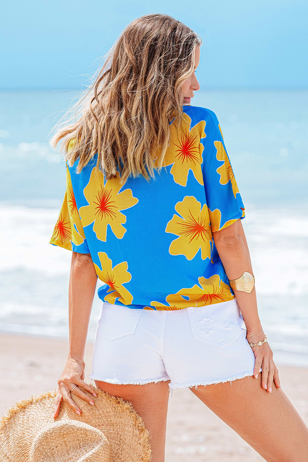 Orange V-Ausschnitt Top