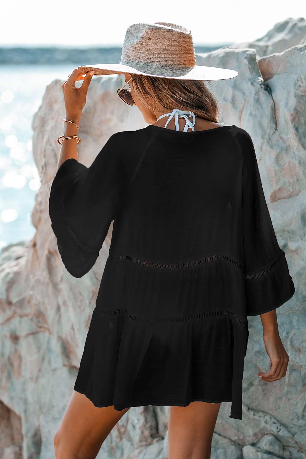 Schwarzes Mini-Strandkleid