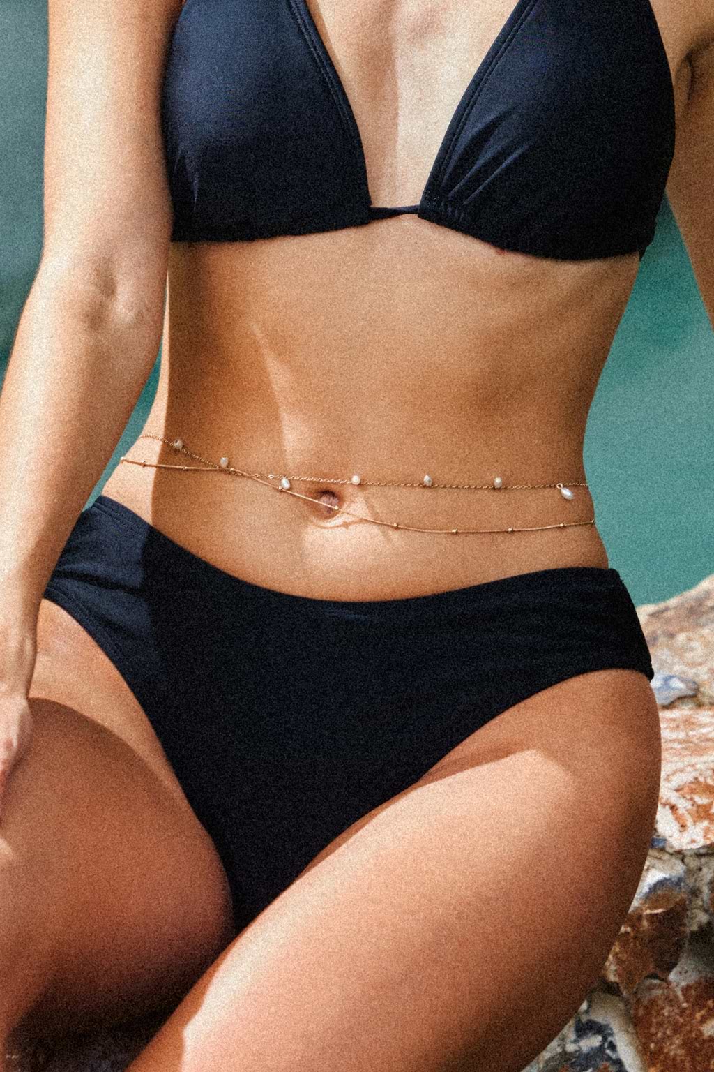 Fine Print Faux Pearl Belly Chain