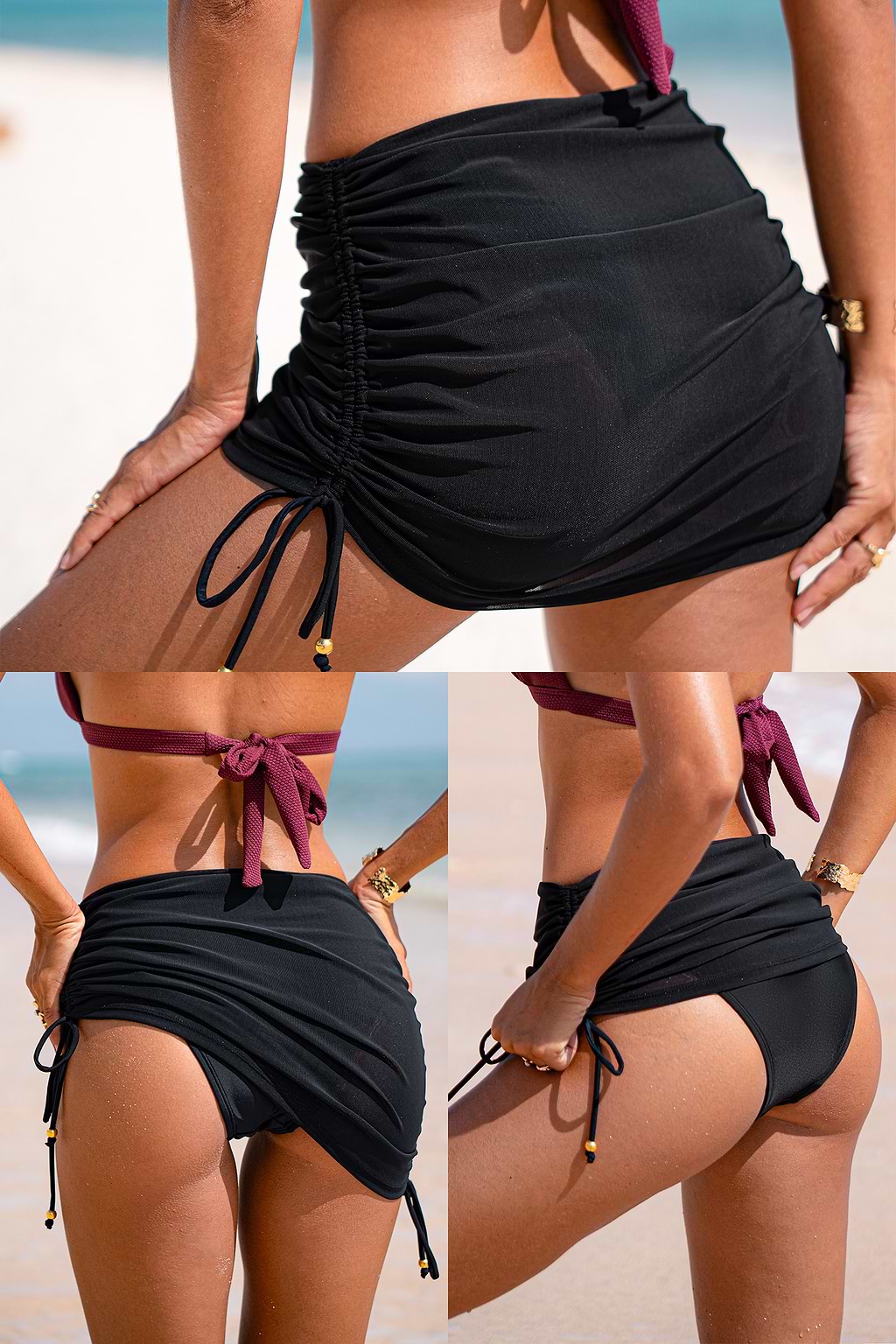 Sheer Glow Black Swimsuit Skirt