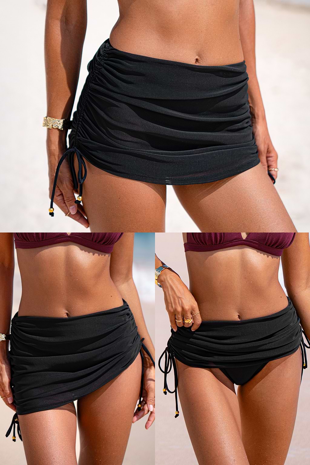 Sheer Glow Black Swimsuit Skirt