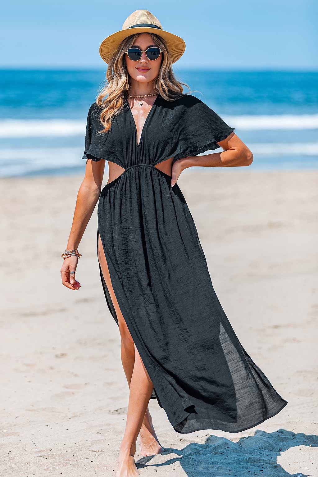 Feeling Myself Black Cover-Up Maxi Dress