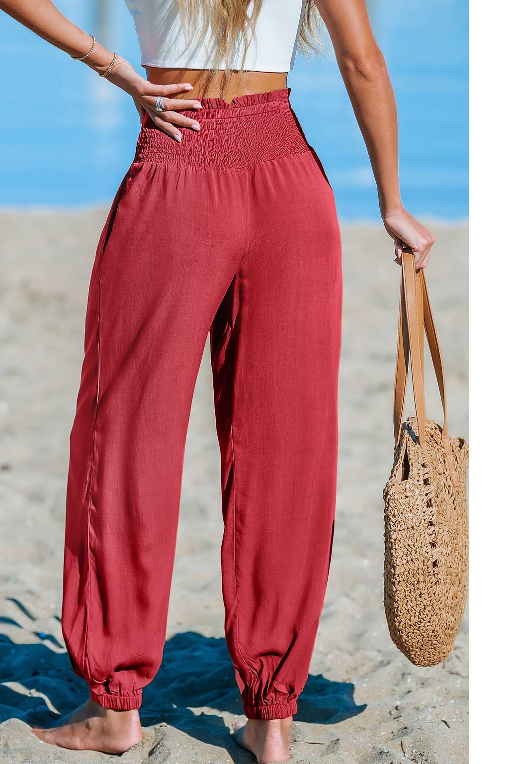 Pantalon rouge jambe fuselée