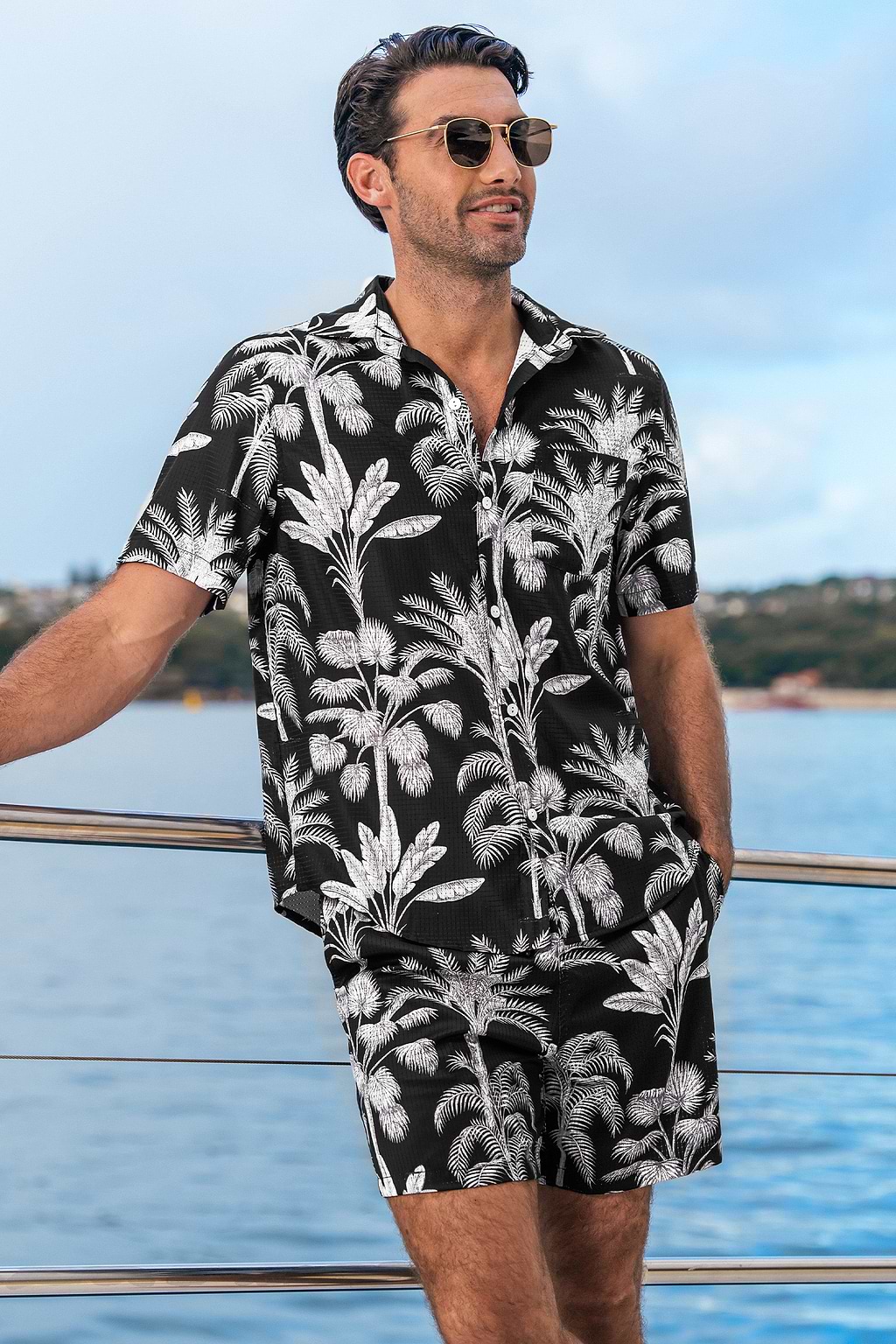 Contrast Palms Tropical Shirt