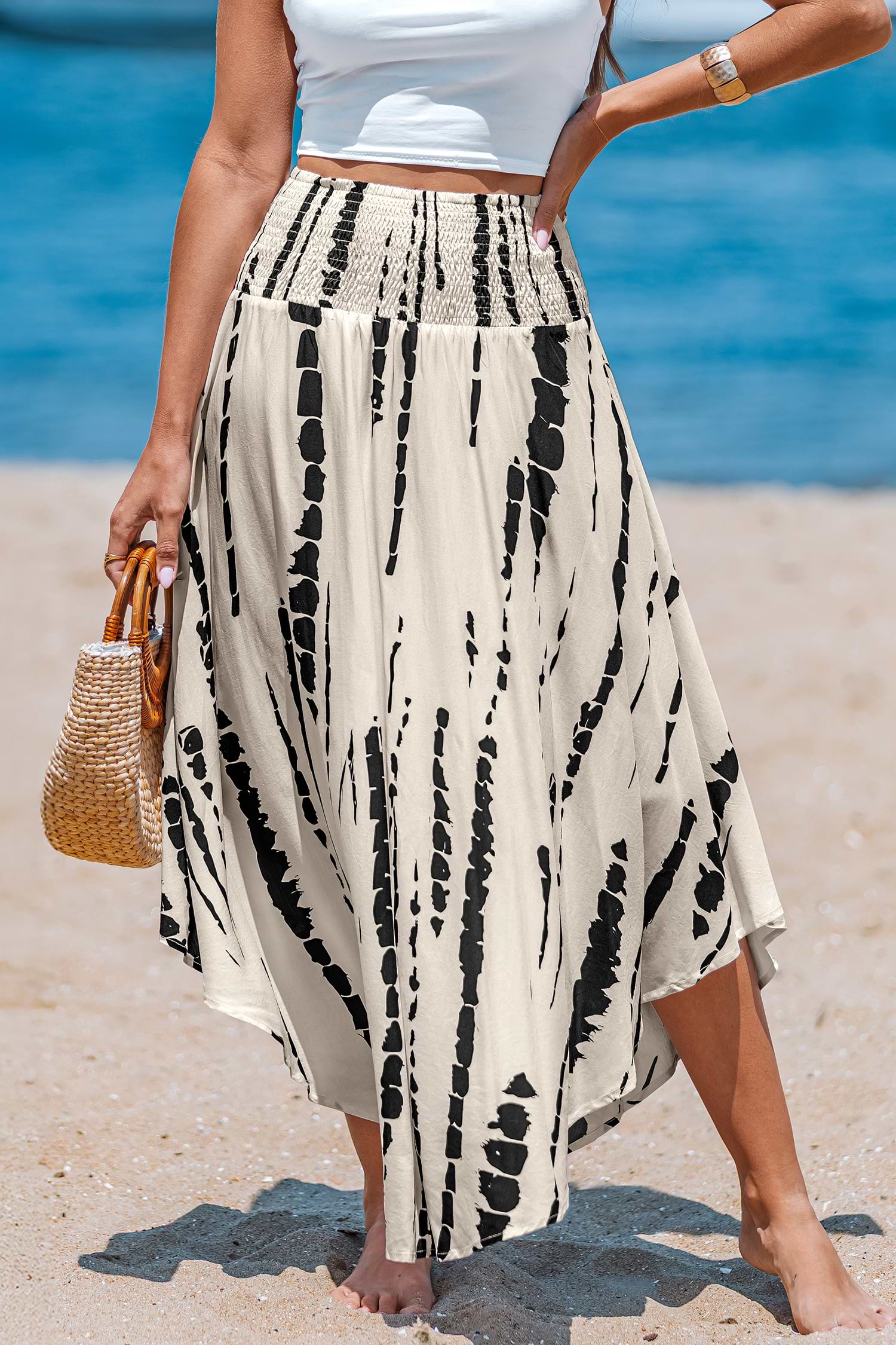 Khaki Front Button Midi Skirt