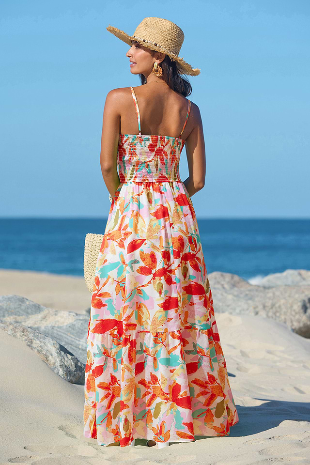 knee length dresses for ladies Rainbow Summer Multi Color Maxi Dress main image 0