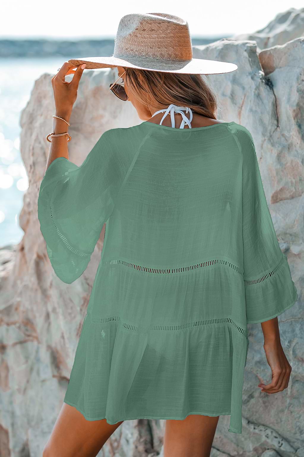 Zout in de lucht groene cover-up mini-jurk