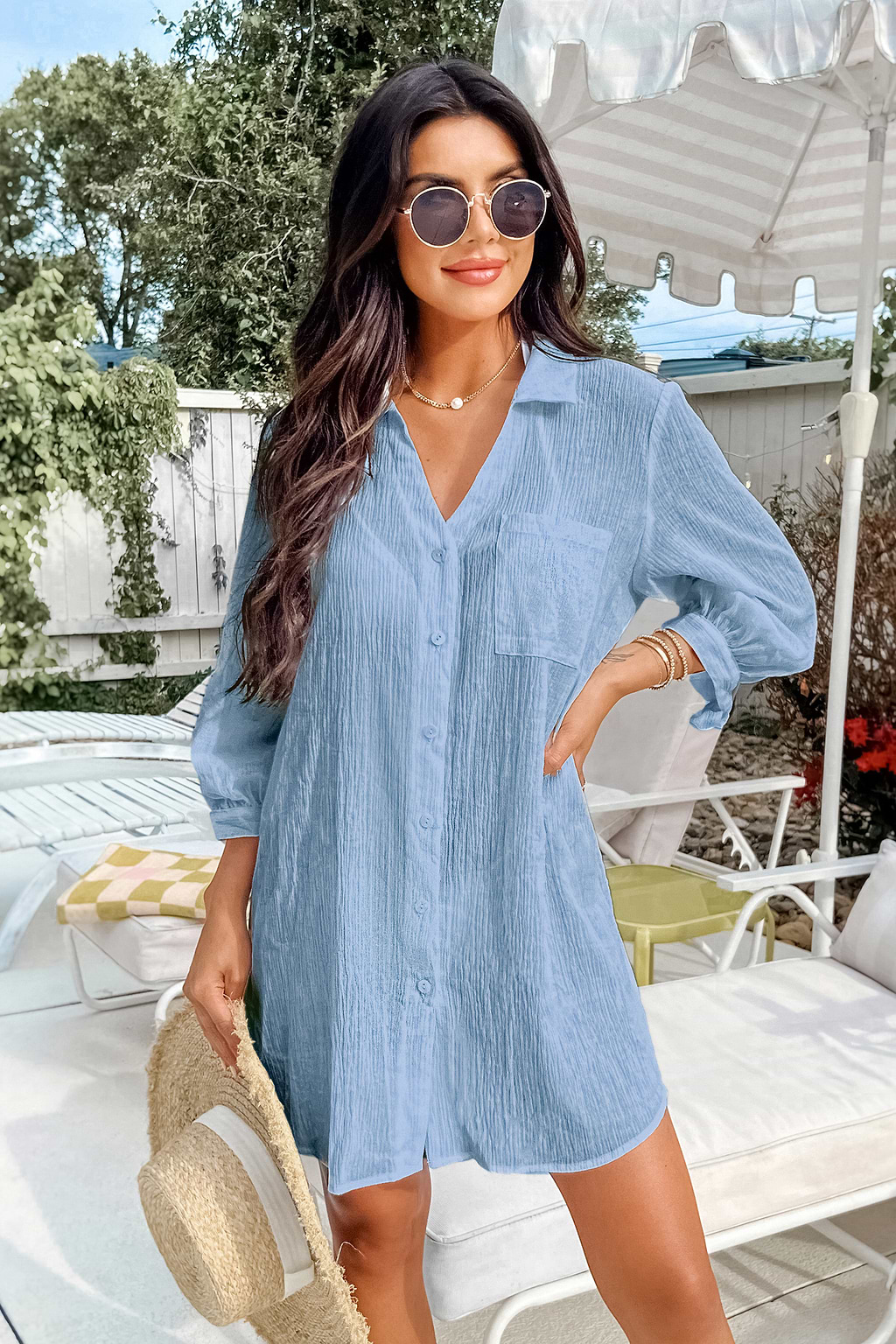 Clear Day Blue Cover-Up Mini Dress