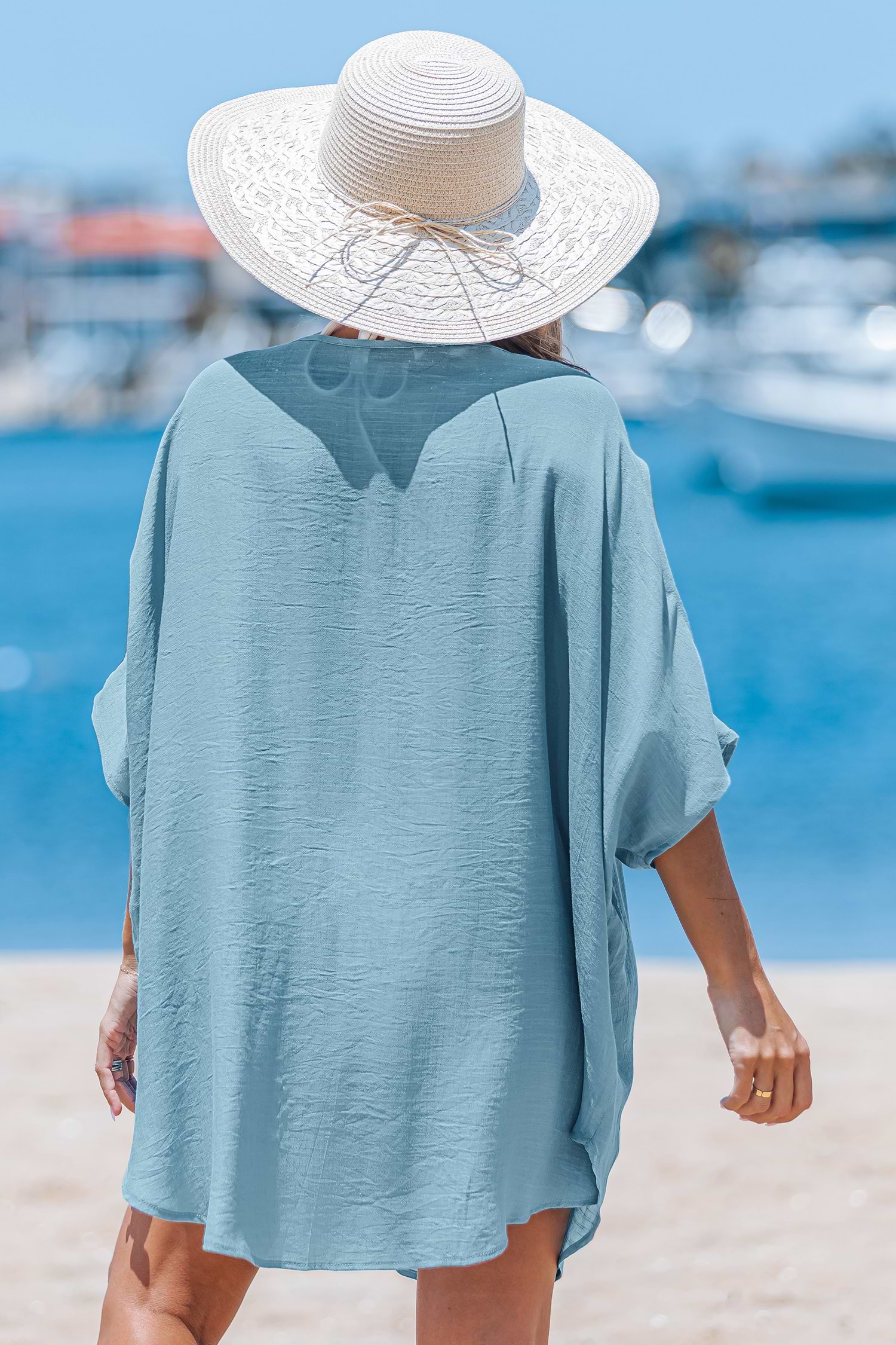 【涼やか☆】CUPSHE Calm Seas ブルー カバーアップ ミニドレス Calm Seas Blue Cover-Up Mini Dress