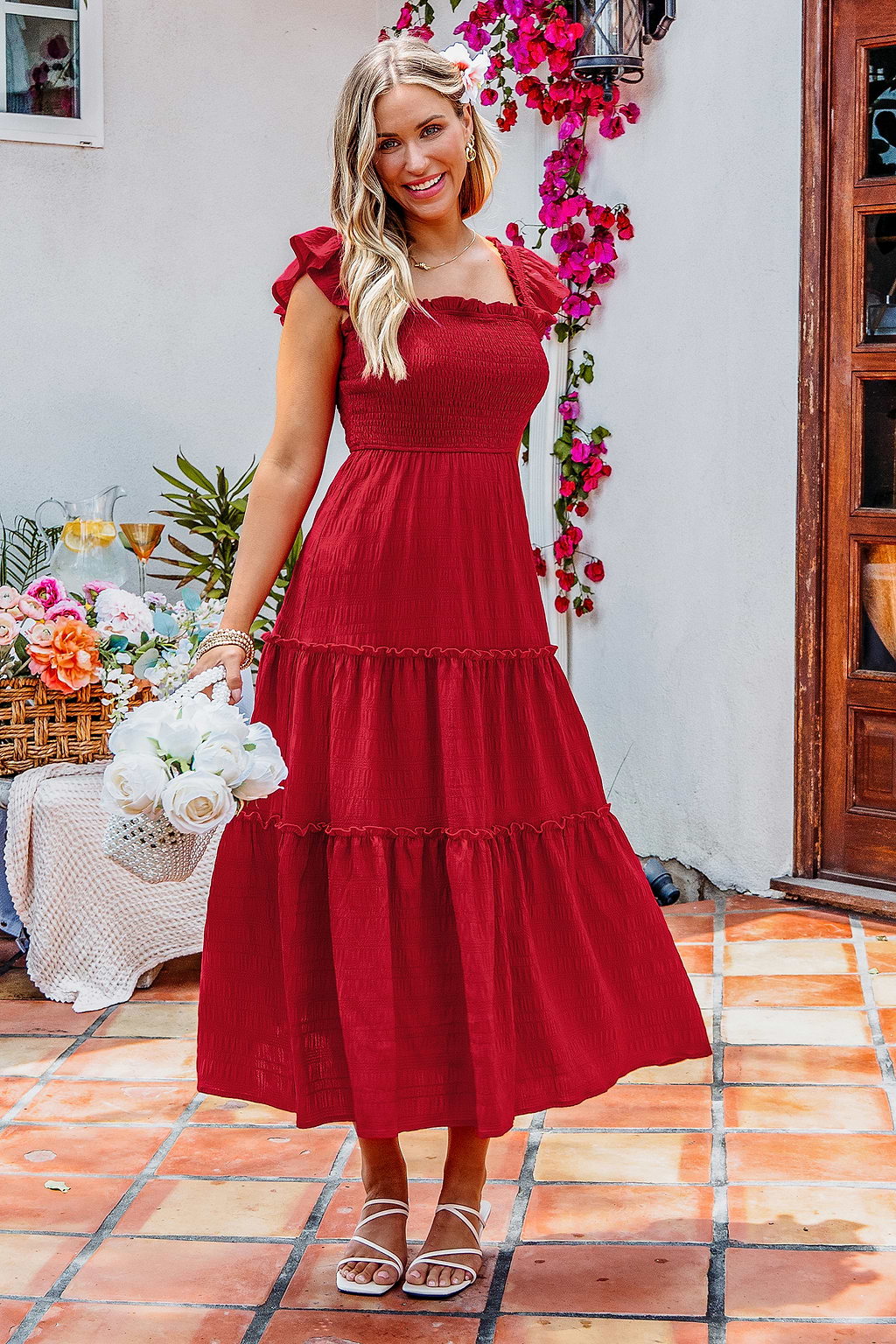 Spiced Cherry Red Midi Dress