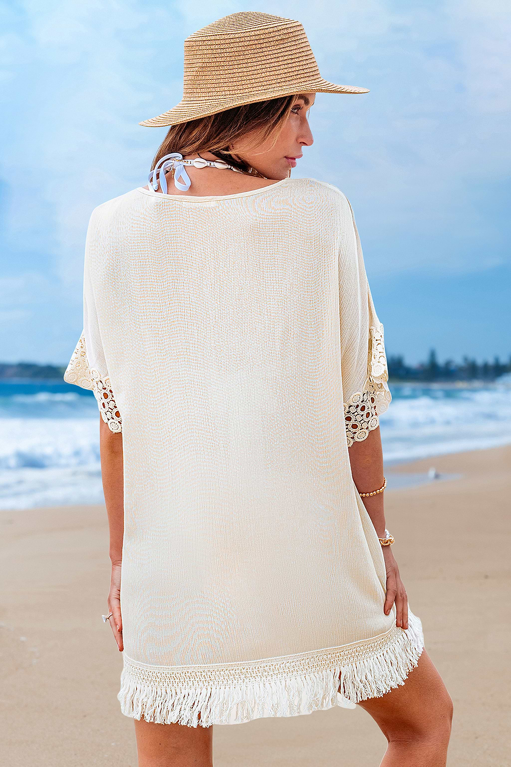 Smooth Landing Beige Cover-Up Mini Dress