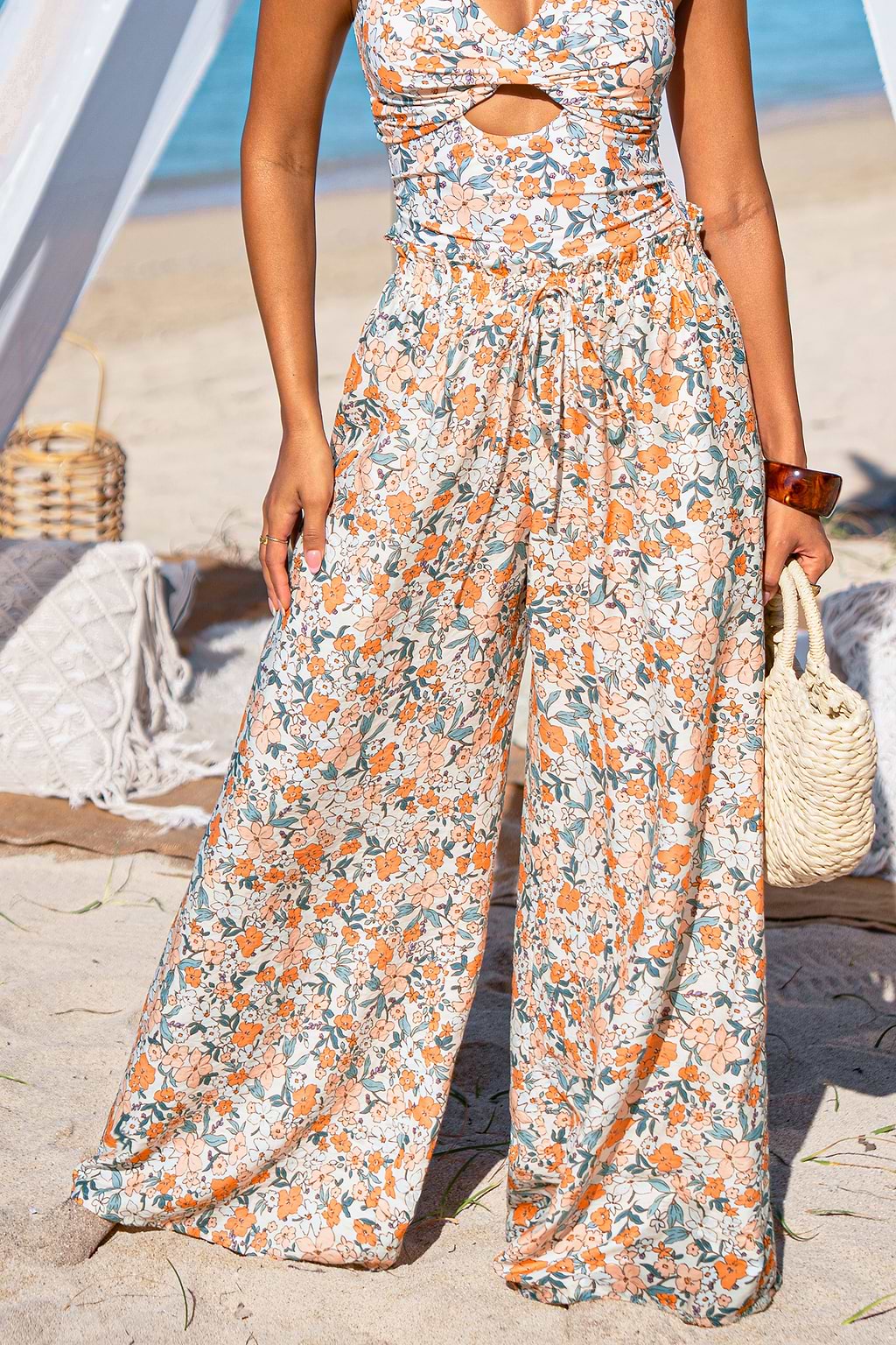 Peach Season Floral Pants