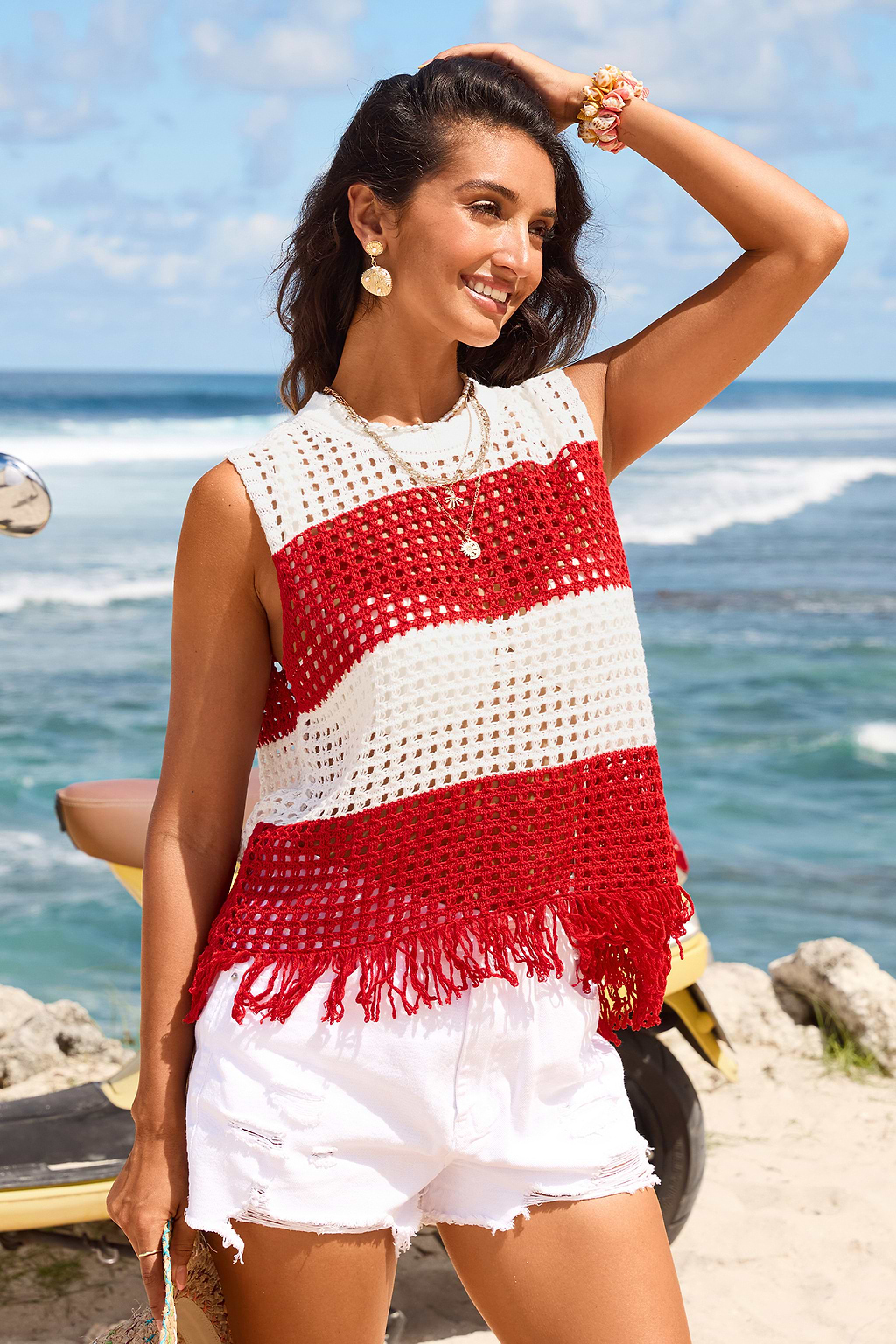 Salt & Lime Striped Cover-Up Top