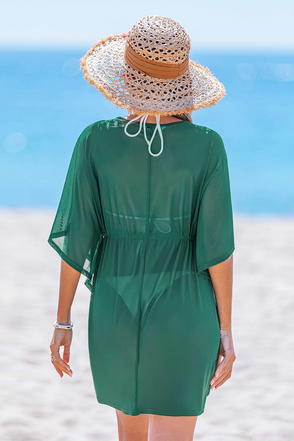 Slow Flow Green Cover-Up Mini Dress