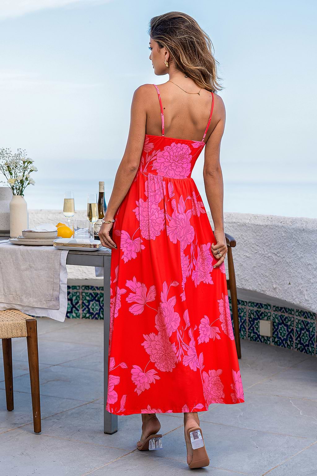 Zachte maxi-jurk met bloemenprint