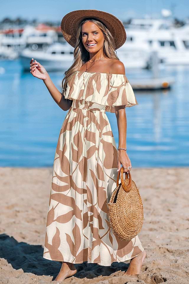 beach color dress Ruffle Maxi Dress, Tulum Beach Dress, Long Dresses