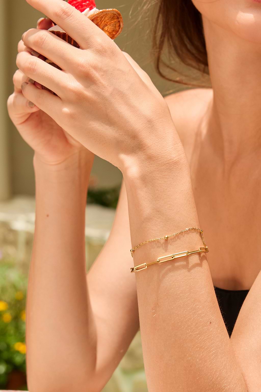 Bracelet doré à maillons