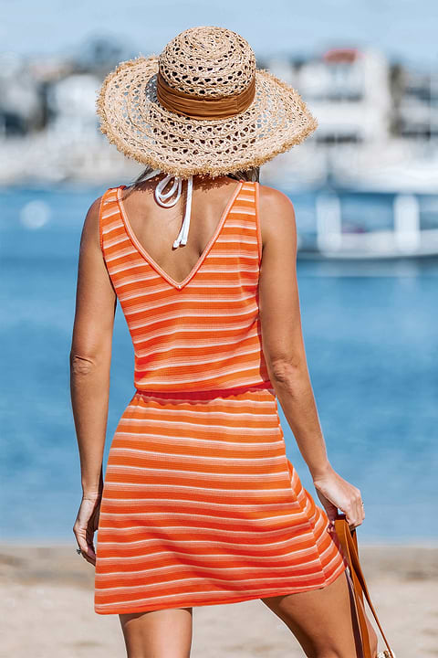 Tangerine Twist Striped Mini Dress