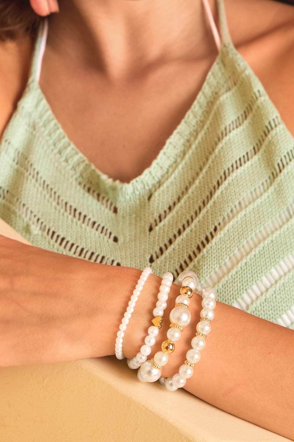 Lustrous Glow Faux Pearl Bracelet Set