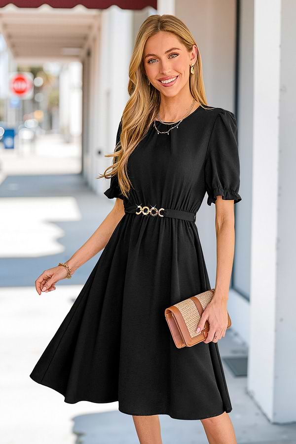 garden party dress midi Elegant Floral Applique Midi Gown with Voluminous Skirt – Spring/Summ –  Elonnashop