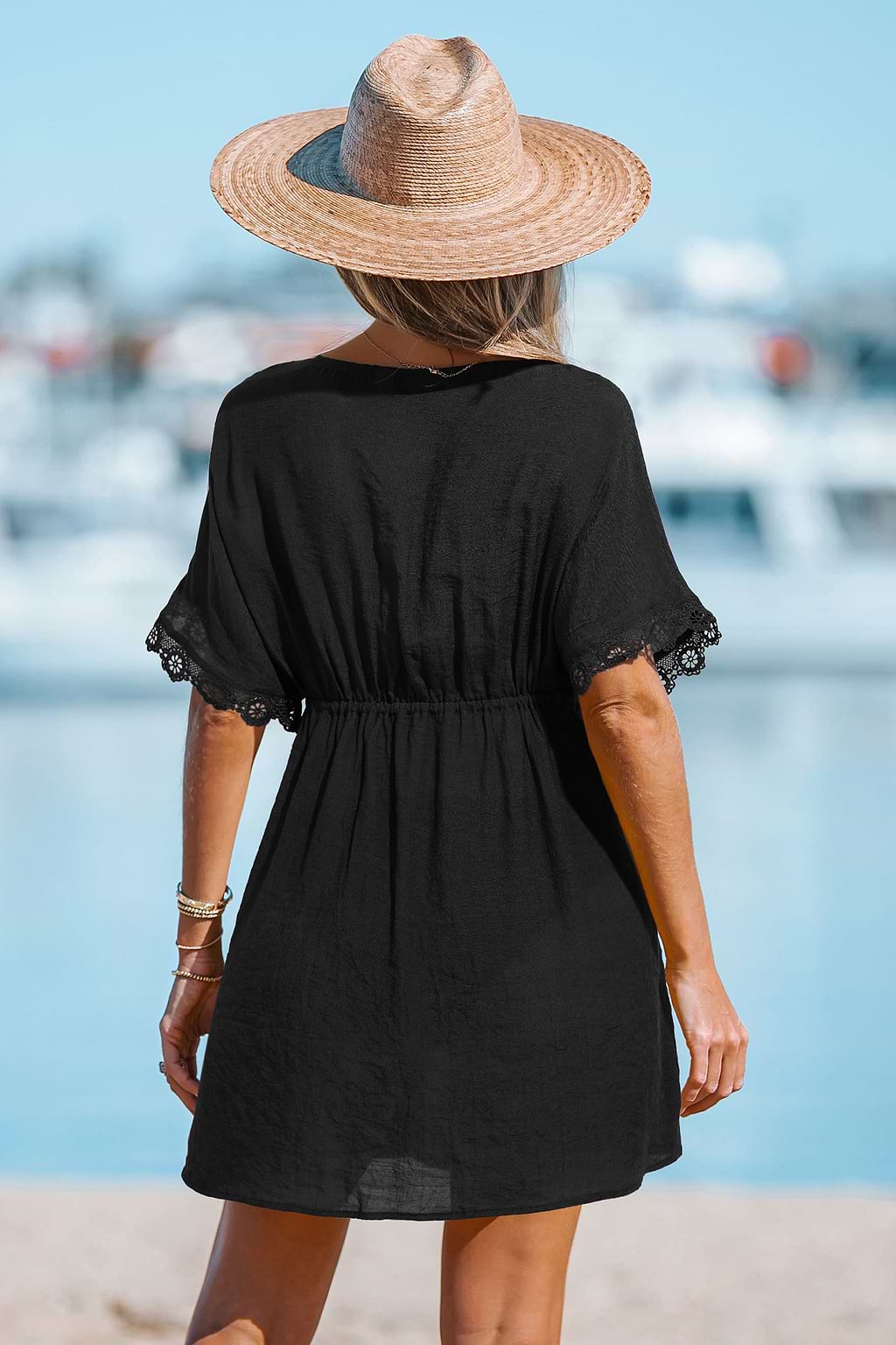 Along for the Ride Black Cover-Up Mini Dress