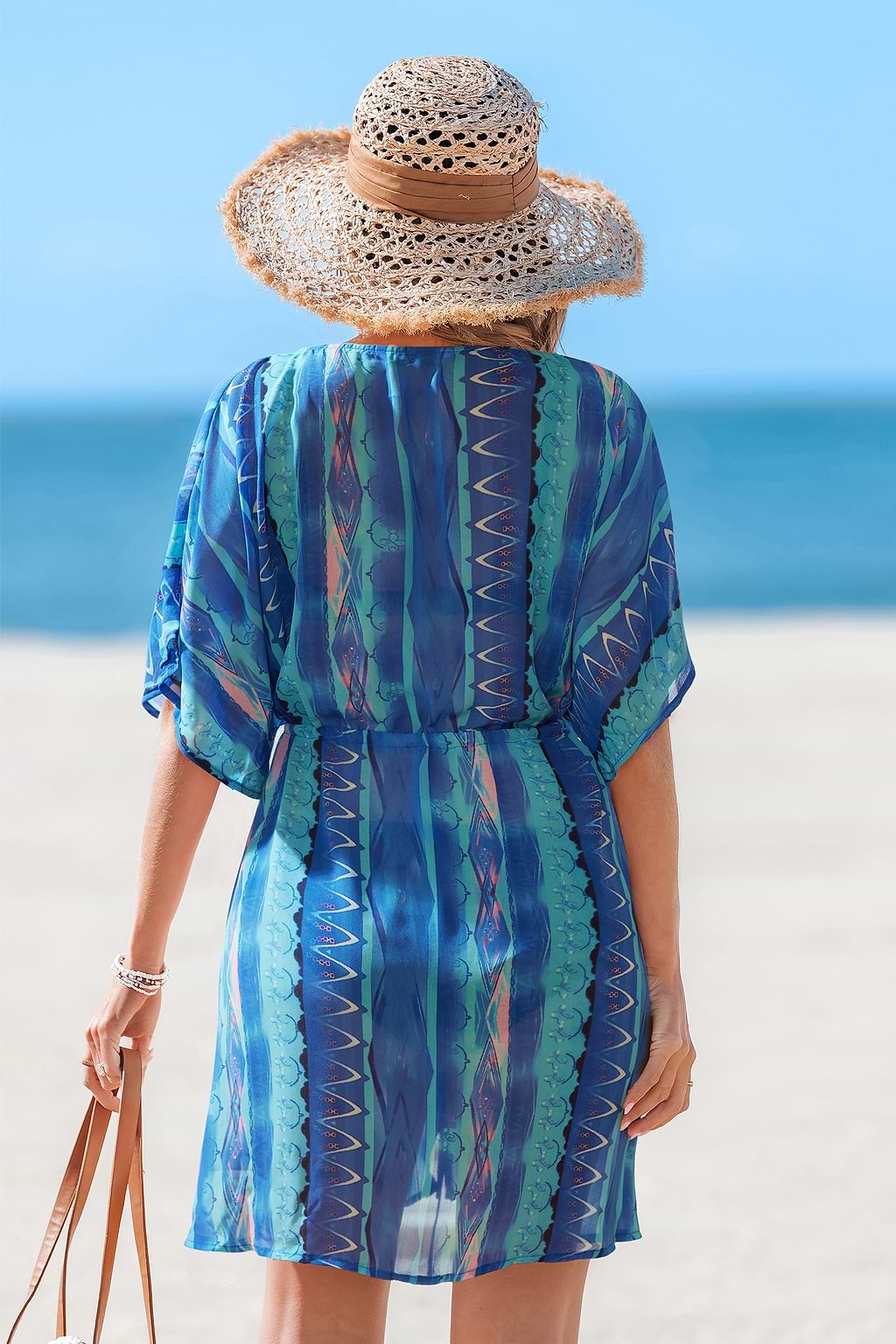 Abstrakter Tiefer Ausschnitt Strand-Kimono