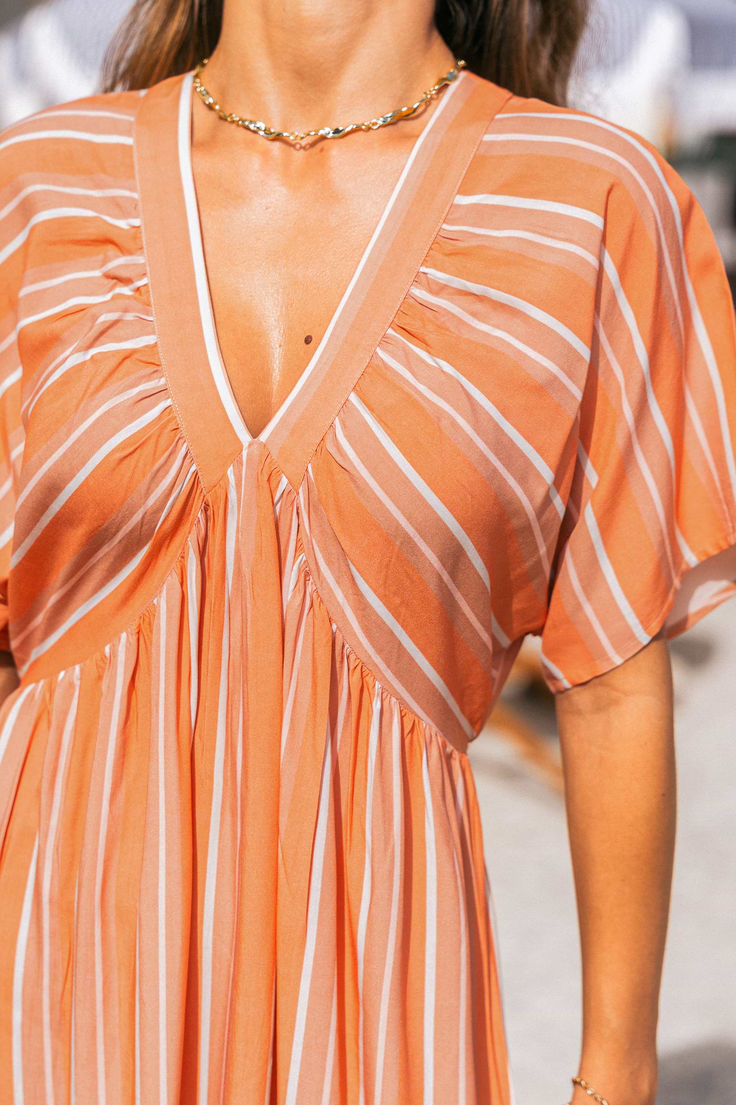 Sunset Stripes Orange Maxi Dress | Summer Elegance | Cupshe
