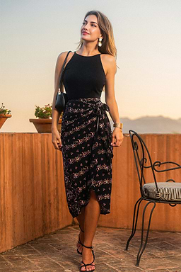 Black Lace Overlay V-Neck Bodycon Dress