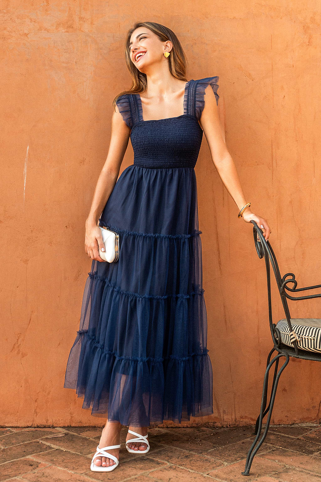 Full of Frills Blue Maxi Dress