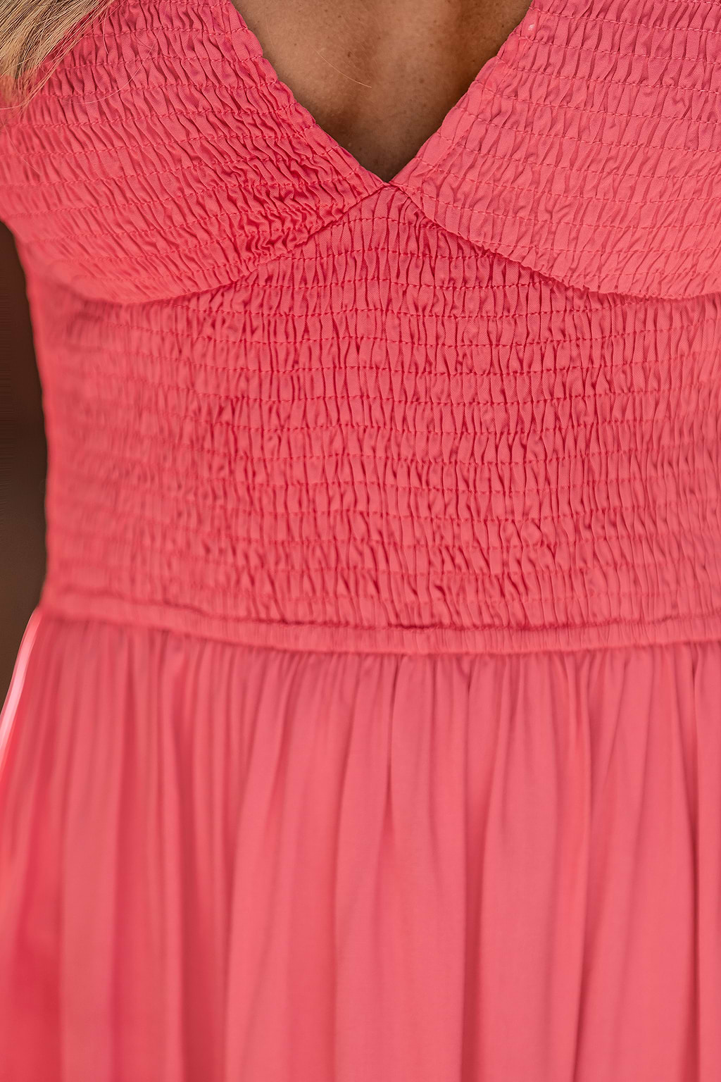 Summer Flame Coral Maxi Dress