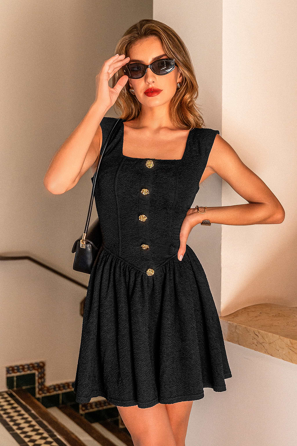 Evening Spark Black Mini Dress